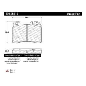 Centric Formula 100 Series™ OEM Brake Pads for 1992 Mercedes-Benz 500E - 100.05610