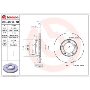 brembo OE Replacement Vented Front Brake Rotor for 1995 Toyota Pickup - 09.4858.10