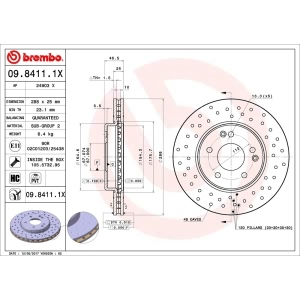 brembo Premium Xtra Cross Drilled UV Coated 1-Piece Front Brake Rotors for 2004 Mercedes-Benz C230 - 09.8411.1X