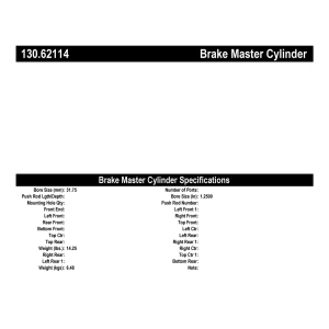 Centric Premium™ Brake Master Cylinder for 1986 Buick Electra - 130.62114