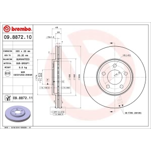 brembo UV Coated Series Vented Front Brake Rotor for 2011 Lincoln Town Car - 09.8872.11