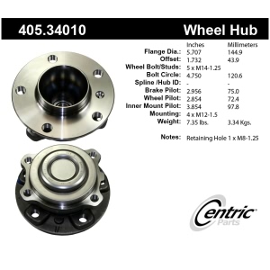 Centric Premium™ Front Driver Side Non-Driven Wheel Bearing and Hub Assembly for 2012 BMW 740Li - 405.34010