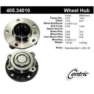 Centric Premium™ Front Driver Side Non-Driven Wheel Bearing and Hub Assembly for 2014 BMW 535i - 405.34010