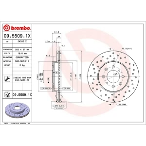brembo Premium Xtra Cross Drilled UV Coated 1-Piece Front Brake Rotors for Acura Integra - 09.5509.1X