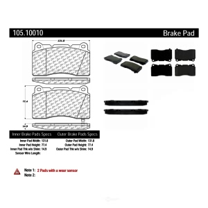 Centric Posi Quiet™ Ceramic Front Disc Brake Pads for Pontiac G8 - 105.10010
