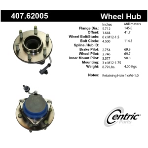 Centric Premium™ Wheel Bearing And Hub Assembly for 2006 Chevrolet Uplander - 407.62005