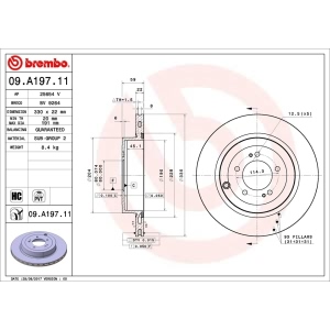 brembo UV Coated Series Vented Rear Brake Rotor for Mitsubishi Lancer - 09.A197.11