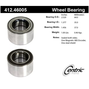Centric Premium™ Front Driver Side Double Row Wheel Bearing for Mitsubishi Mirage G4 - 412.46005