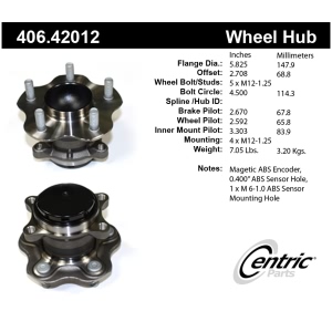 Centric Premium™ Rear Passenger Side Non-Driven Wheel Bearing and Hub Assembly for Nissan Juke - 406.42012