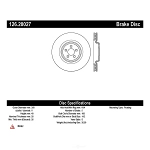 Centric Premium™ OE Style Slotted Brake Rotor for 2014 Jaguar XK - 126.20027