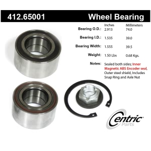 Centric Premium™ Front Passenger Side Double Row Wheel Bearing - 412.65001