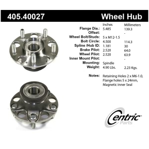 Centric Premium™ Wheel Bearing And Hub Assembly for Honda CR-Z - 405.40027