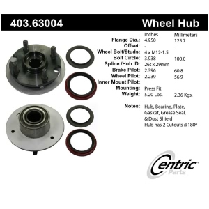 Centric Premium™ Wheel Hub Repair Kit for 1985 Dodge Charger - 403.63004