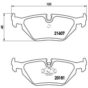 brembo Premium Low-Met OE Equivalent Rear Brake Pads for 2004 BMW 325i - P06013