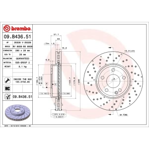 brembo UV Coated Series Drilled Vented Front Brake Rotor for 2017 Mercedes-Benz B250e - 09.B436.51