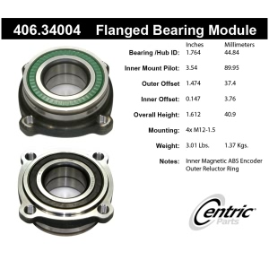 Centric Premium™ Rear Driver Side Wheel Bearing Module for 2008 BMW M6 - 406.34004