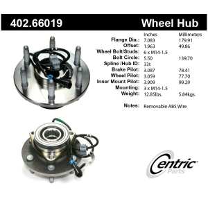 Centric Premium™ Front Passenger Side Driven Wheel Bearing and Hub Assembly for 2005 GMC Safari - 402.66019