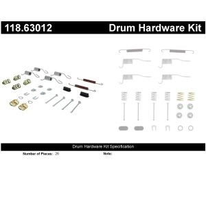 Centric Rear Drum Brake Hardware Kit for Plymouth Voyager - 118.63012