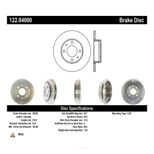 Centric Premium Rear Brake Drum for Fiat - 122.04000