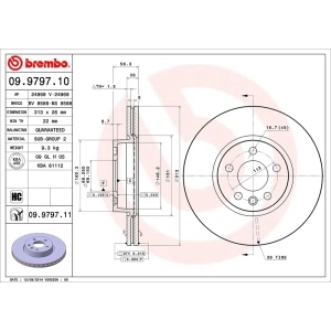 brembo UV Coated Series Vented Front Brake Rotor for Volkswagen EuroVan - 09.9797.11