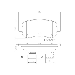 brembo Premium Ceramic Rear Disc Brake Pads for 2005 Mercury Monterey - P24080N