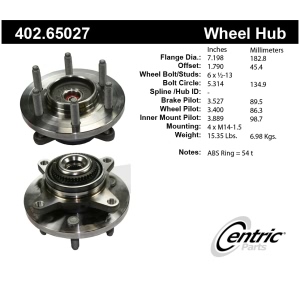 Centric Premium™ Front Driver Side Driven Wheel Bearing and Hub Assembly for 2007 Ford Expedition - 402.65027