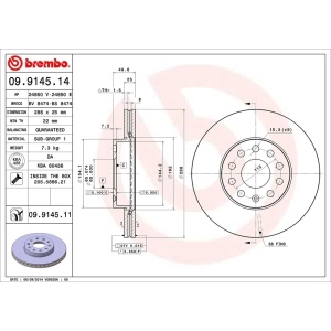 brembo UV Coated Series Vented Front Brake Rotor for Volkswagen Rabbit - 09.9145.11