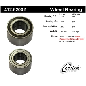 Centric Premium™ Rear Passenger Side Double Row Wheel Bearing for 2016 Chevrolet Caprice - 412.62002