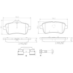 brembo Premium Ceramic Rear Disc Brake Pads for Mercedes-Benz ML250 - P50099N