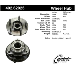 Centric Premium™ Wheel Bearing And Hub Assembly for 2010 Saturn Vue - 402.62025