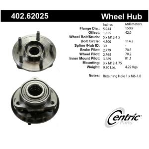 Centric Premium™ Wheel Bearing And Hub Assembly for 2008 Suzuki XL-7 - 402.62025