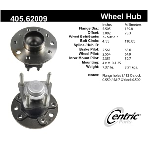 Centric Premium™ Wheel Bearing And Hub Assembly for Saturn LW300 - 405.62009