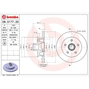 brembo OE Replacement Solid Front Brake Rotor - 08.5177.20