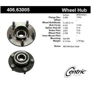 Centric Premium™ Wheel Bearing And Hub Assembly for 1994 Chrysler Intrepid - 406.63005
