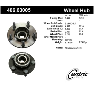 Centric Premium™ Wheel Bearing And Hub Assembly for 1994 Eagle Vision - 406.63005