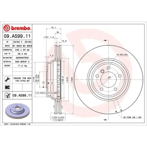 brembo UV Coated Series Vented Front Brake Rotor for BMW 335d - 09.A599.11