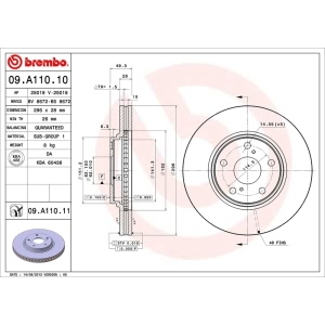 brembo UV Coated Series Front Brake Rotor for Toyota Highlander - 09.A110.11