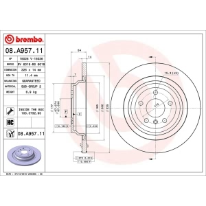 brembo UV Coated Series Solid Rear Brake Rotor for 2012 Mercedes-Benz ML350 - 08.A957.11