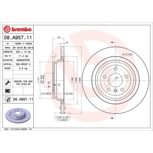 brembo UV Coated Series Solid Rear Brake Rotor for Mercedes-Benz ML250 - 08.A957.11