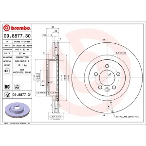 brembo UV Coated Series Vented Front Brake Rotor for Land Rover Discovery - 09.8877.31