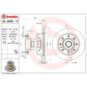 brembo OE Replacement Front Brake Rotor for 2001 Ford E-350 Super Duty - 09.8866.10