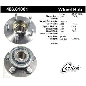 Centric Premium™ Front Passenger Side Non-Driven Wheel Bearing and Hub Assembly for 1994 Lincoln Town Car - 406.61001