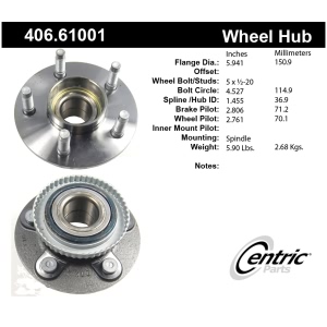 Centric Premium™ Front Passenger Side Non-Driven Wheel Bearing and Hub Assembly for 1995 Mercury Grand Marquis - 406.61001