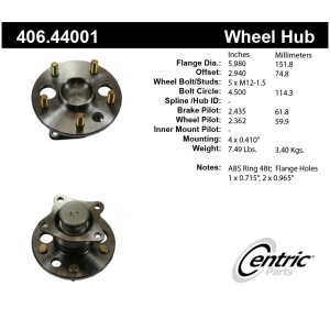 Centric Premium™ Wheel Bearing And Hub Assembly for Lexus ES300 - 406.44001