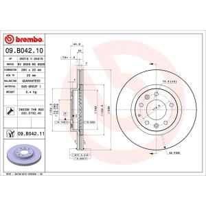 brembo UV Coated Series Front Brake Rotor for 2008 Mazda MX-5 Miata - 09.B042.11