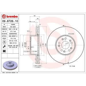 brembo OE Replacement Vented Front Brake Rotor for 1994 Mercedes-Benz S320 - 09.8726.10