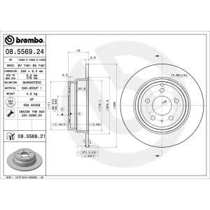 brembo UV Coated Series Solid Rear Brake Rotor for 2004 Volvo C70 - 08.5569.21