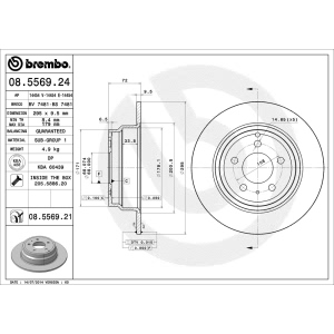 brembo UV Coated Series Solid Rear Brake Rotor for Volvo 850 - 08.5569.21