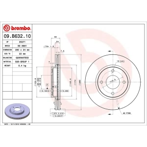 brembo OE Replacement Front Brake Rotor for 2012 Nissan Versa - 09.B632.10