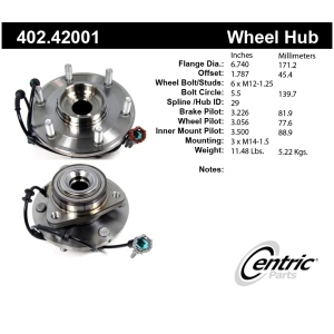 Centric Premium™ Front Passenger Side Driven Wheel Bearing and Hub Assembly for 2004 Infiniti QX56 - 402.42001